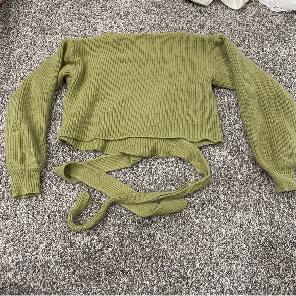 Princess Polly Sage Green Wrap Sweater Jumper - Picture 4 of 4